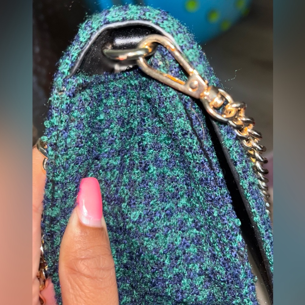 Elegant Green/Blue Tweed Women's Bag - Picture 2 of 7